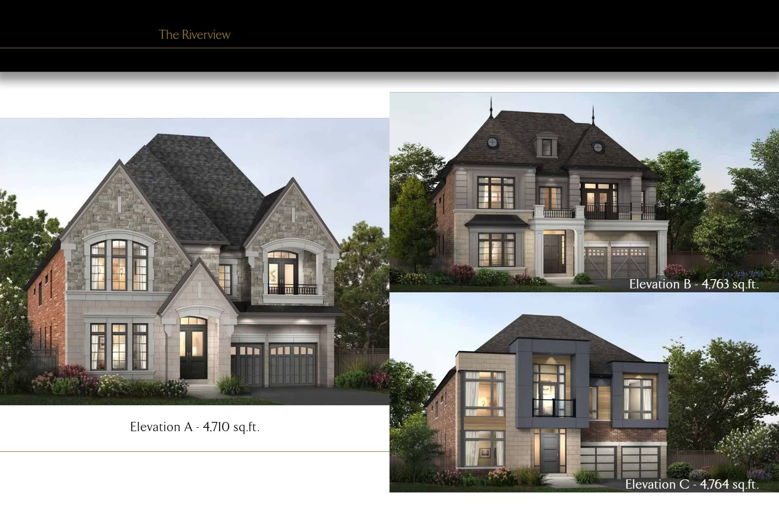 Floor plan — The Riverview · 50' lot — elevations A, B & C