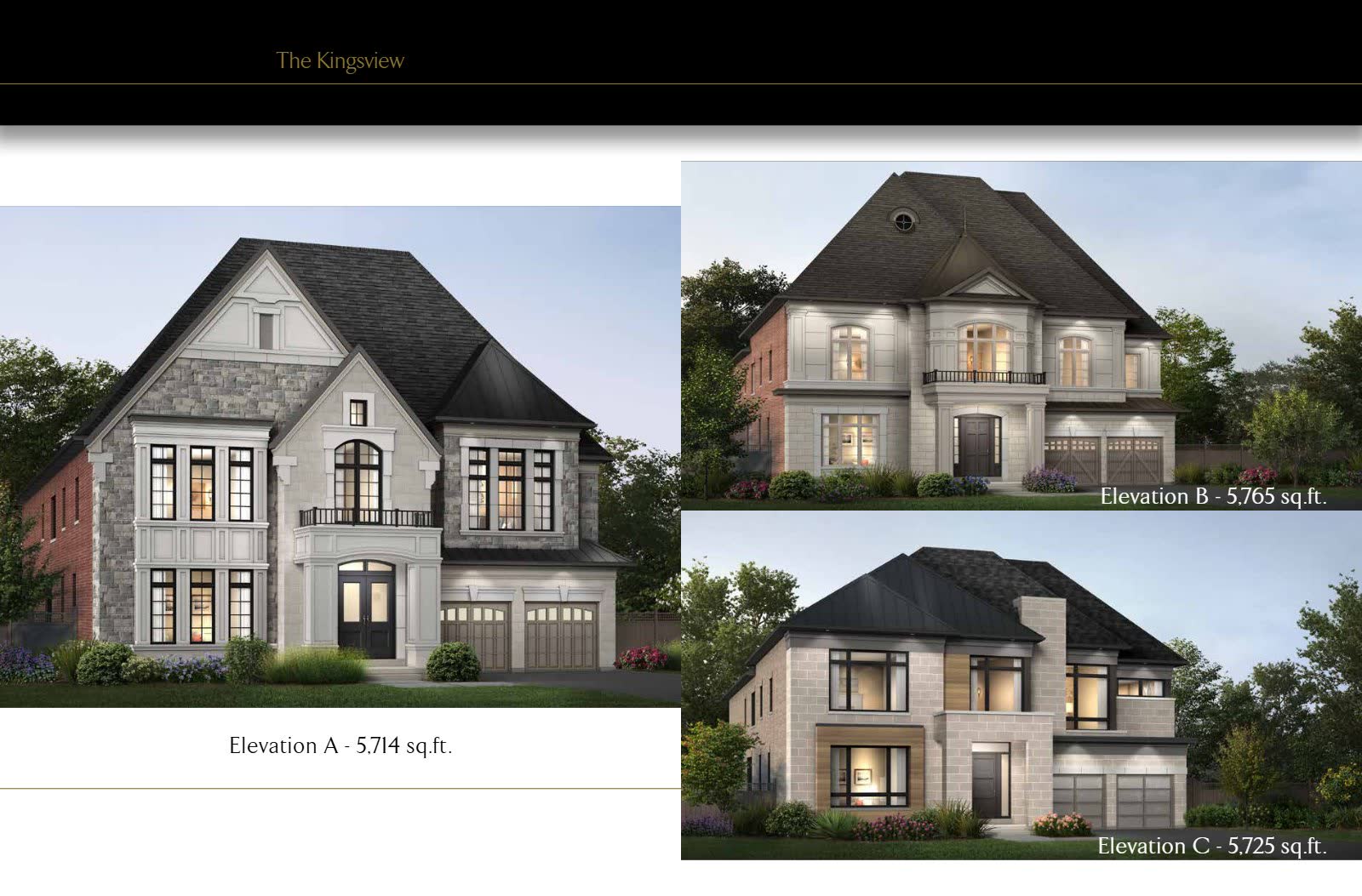 Floor plan — The Kingsview · 60' lot — elevations A, B & C